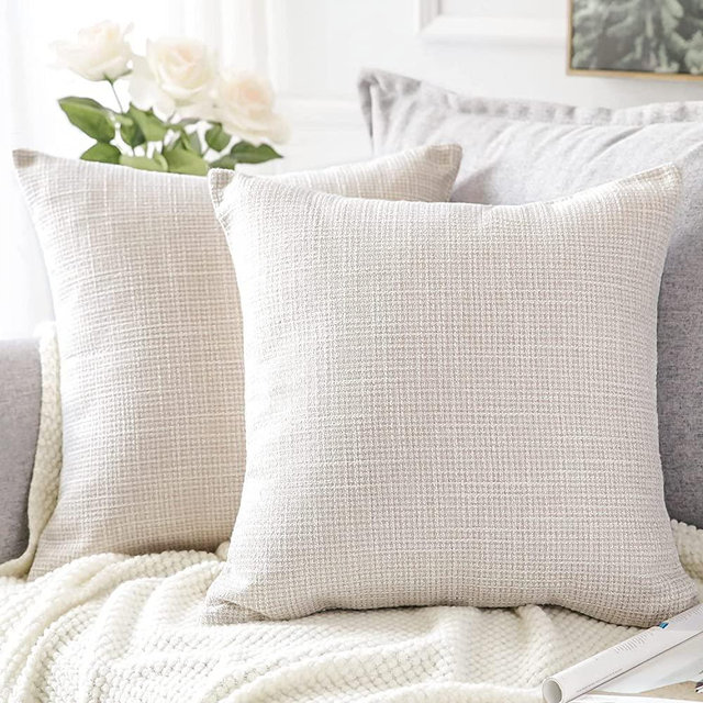 OTOSTAR Linen Throw Pillow Covers Set of 2 Decorative Square Pillowcases Cushion Covers 28x28 Inch for Home Decor Sofa Bedroom Car 70 x 70 CM Beige