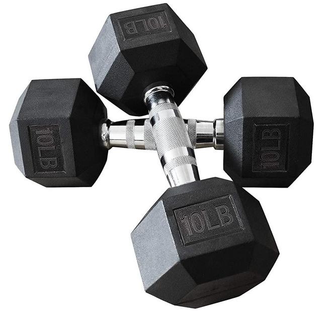 Balelinko Hex Dumbbells Weight Set Rubber Coated Cast Steel Black Dumbbell
