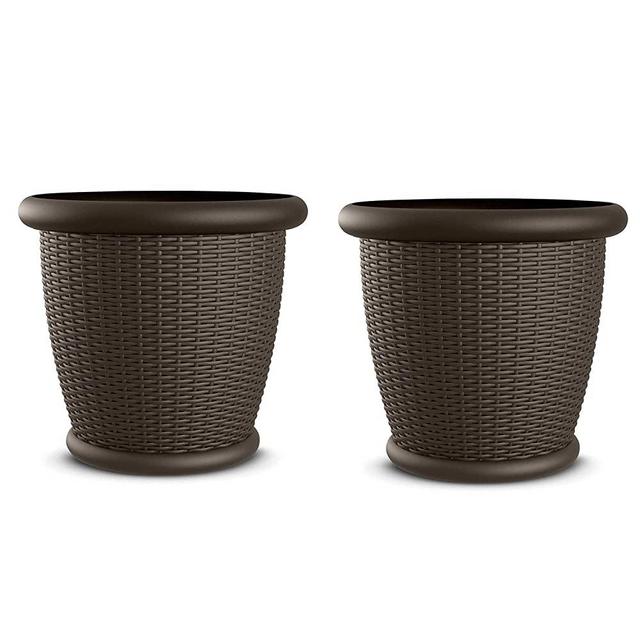 Suncast 2221WJ2 Willow Round Pot Planter (Set of 2)