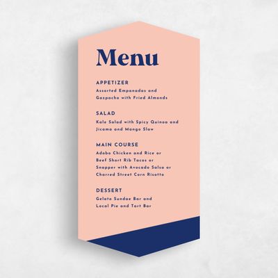 Orange Diamond Wedding Menu - Zesty