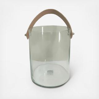 Leather Handle Glass Hurricane