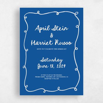 Cobalt, Blue Wedding Invitation - Fairuza Portrait