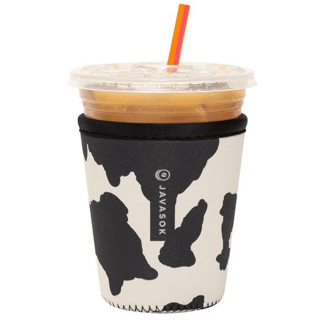 Small Sok It Java Sok Iced Coffee & Cold Soda Insulated Neoprene Cup Sleeve (Cow Print, Small: 16-20oz)