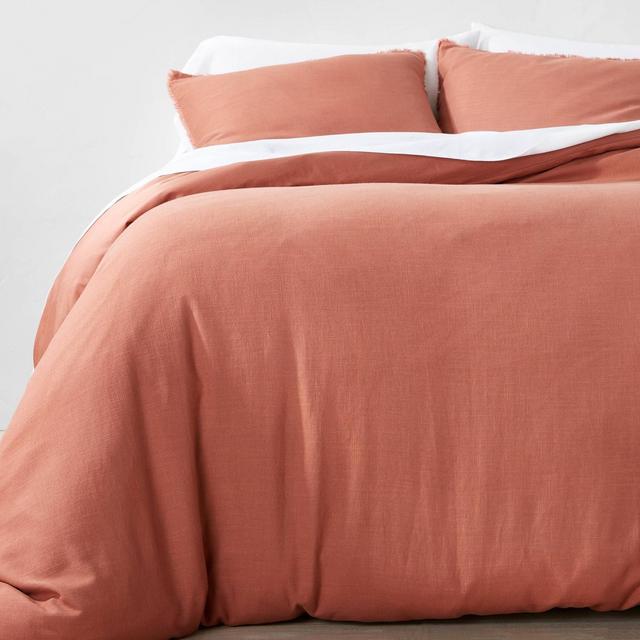 King Heavyweight Linen Blend Duvet Cover & Sham Set Terracotta - Casaluna™