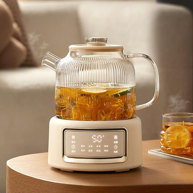 EGRXLYKTV Electric Kettle, 1l Glass Health Pot, Multifunctional Electric Tea Kettle, Microcomputer Panel Boil - Dry Protection Electric Kettle for Office Home