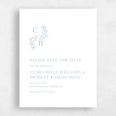 Dusty Blue Wedding Save the Date - Creston Portrait Letterpress