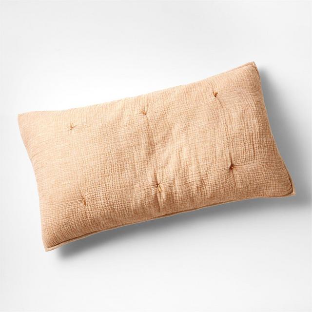 Aire Crinkle Organic Cotton Linen Blend Brulee Brown King Pillow Sham