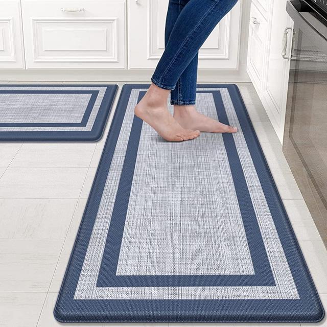 Mattitude Kitchen Mat [2 PCS] Cushioned Anti-Fatigue Kitchen Rugs Non-Skid Waterproof Kitchen Mats and Rugs Ergonomic Comfort Standing Mat for Kitchen, Floor Home, Office, Sink, Laundry,Blue