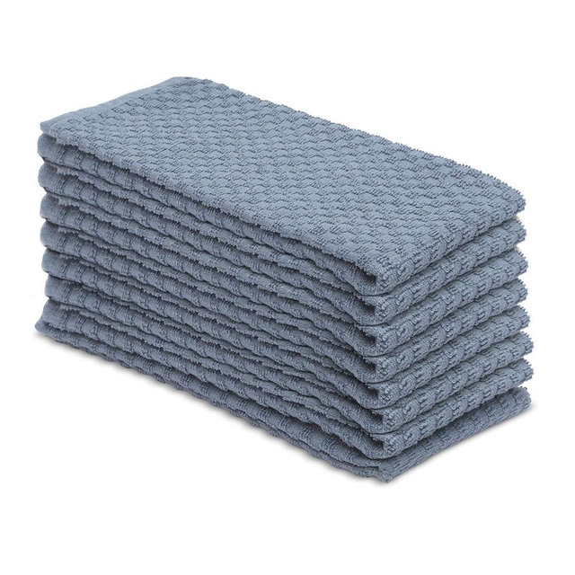 DG Collections Terry Dish Towels, 100% Cotton Kitchen Towels, Set of 8 (15x25 inch) Hand Towels - 400 GSM, Absorbent Terry Cloth Dish Towels for Kitchen, Soft Tea Towels - Smoke Grey Color
