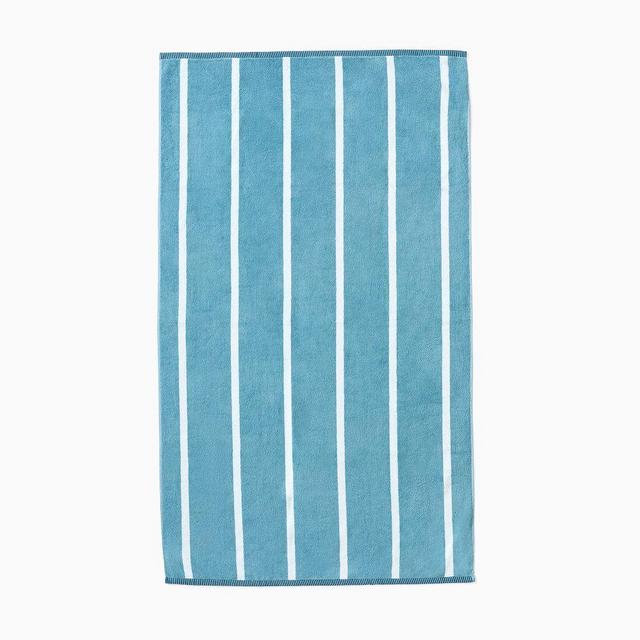 Organic Woven Stripe Beach Towel, Washed Lagoon, 40x70