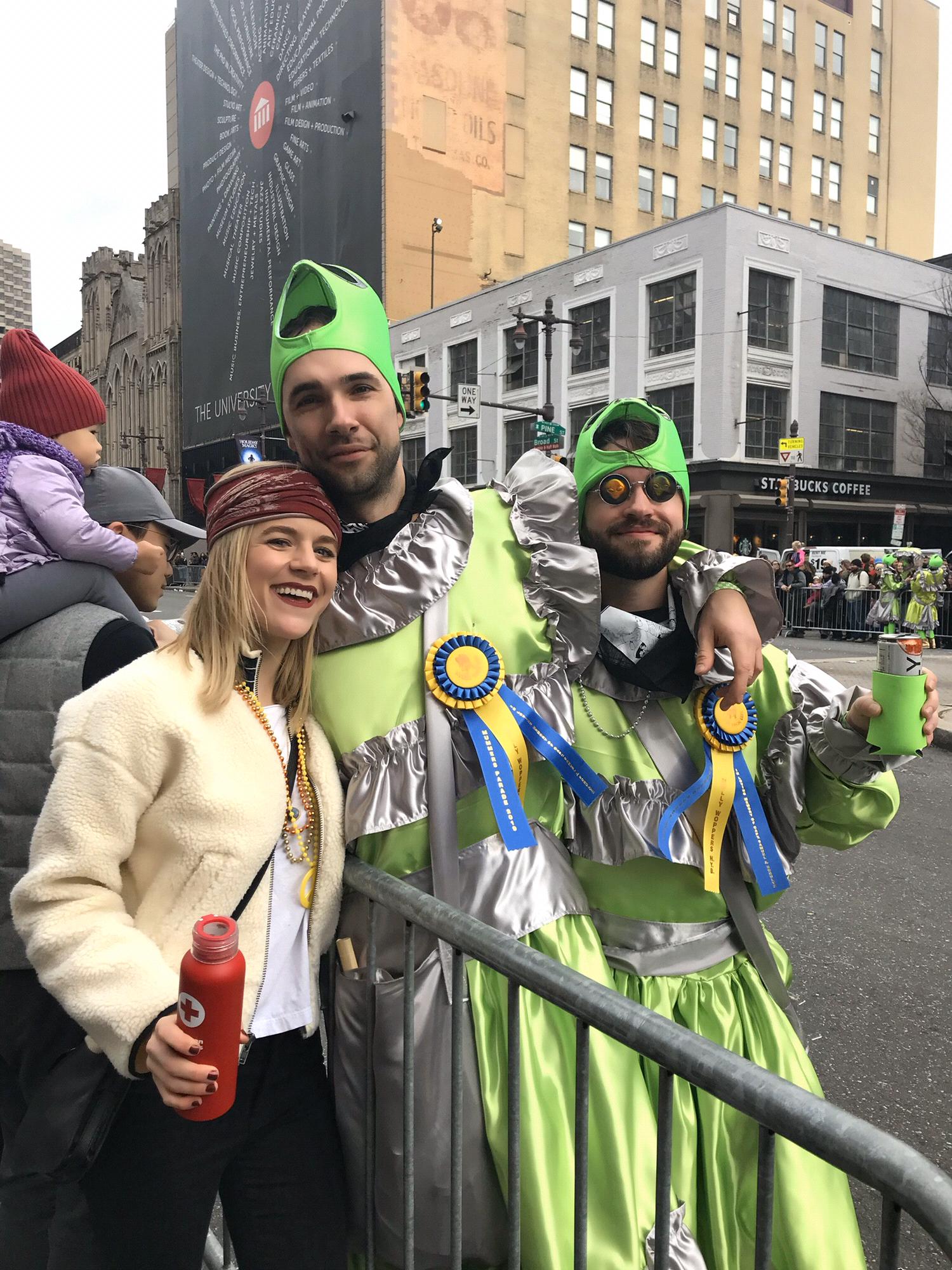 The three musketeers (Katie, Martin & Thomas) mummin' & hummin' their way down Broad St. on New Year's Day 2019
