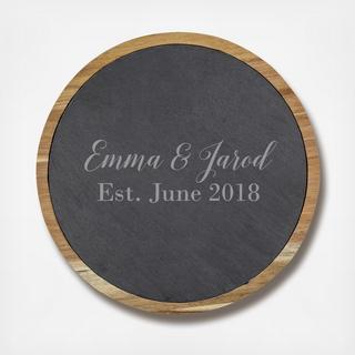 Personalized Acacia Slate Cheese Board with Tool Set