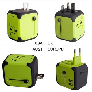 Travel Adapter Uppel Dual USB All-in-one Worldwide Travel Chargers Adapters for US EU UK AU about 151 countries Wall Universal Power Plug Adapter Charger with Dual USB and Safety Fuse (Green)