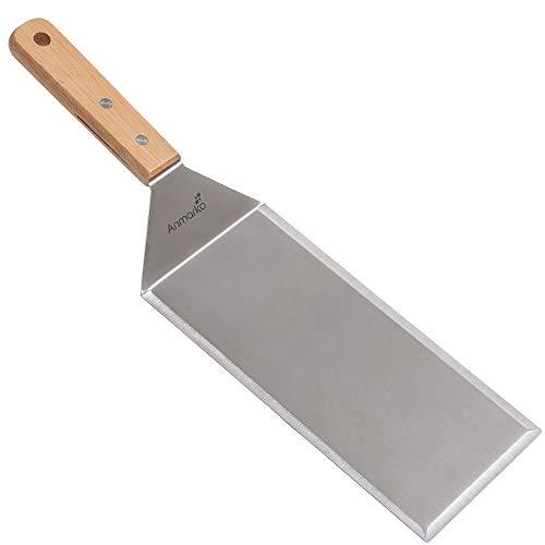 Stainless Steel Metal Griddle Spatula - 4 x 8 in Hamburger Turner Scraper - Pancake Flipper - Great for BBQ Grill and Flat Top Griddle - Commercial Grade