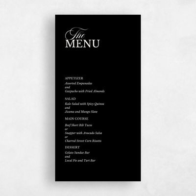 Black Wedding Menu - Ellis