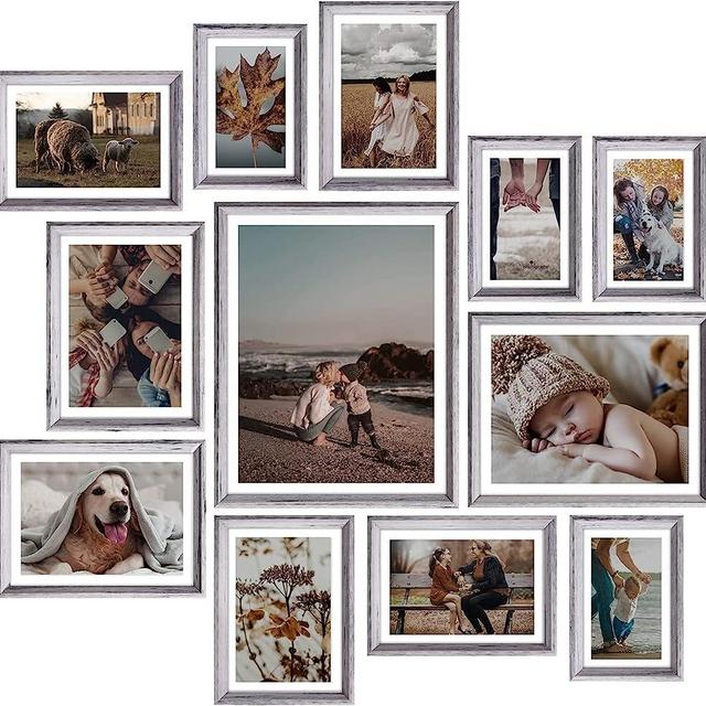 HAMITOR Picture Frames Set Wall Decor - 12 Pcs Photo Frames Collage for Wall or Tabletop Including 4x6 5x7 6x8 8x10 11x14 inch