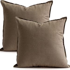 Jeanerlor Set of 2 20"x20" Pillowcase Cousion Cover Decor Cotton Linen with Unique Design to Embellish Balcony/Reception,(50 x 50cm), Khaki