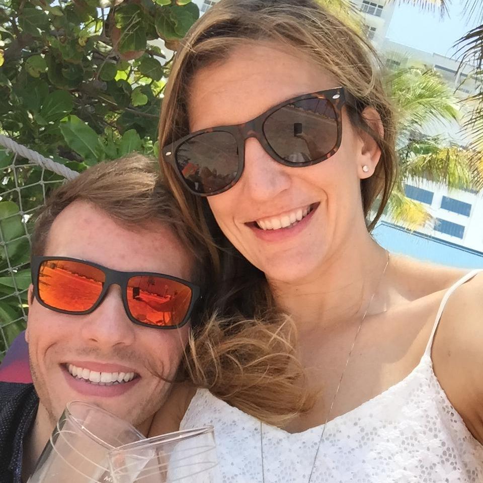 Celebrating the engagement at Hollywood Beach, FL