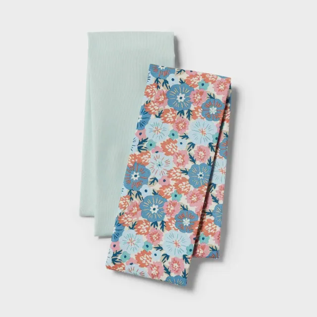 2pk Body Pillow Cover Microfiber Floral/Mint - Room Essentials™: Zippered, Machine Washable, 170 Thread Count