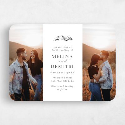 White Rounded Wedding Invitation - Crispin Multiphoto