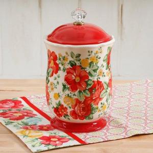 The Pioneer Woman Pioneer Vintage Floral 10-Inches Canister w/Acrylic Knob