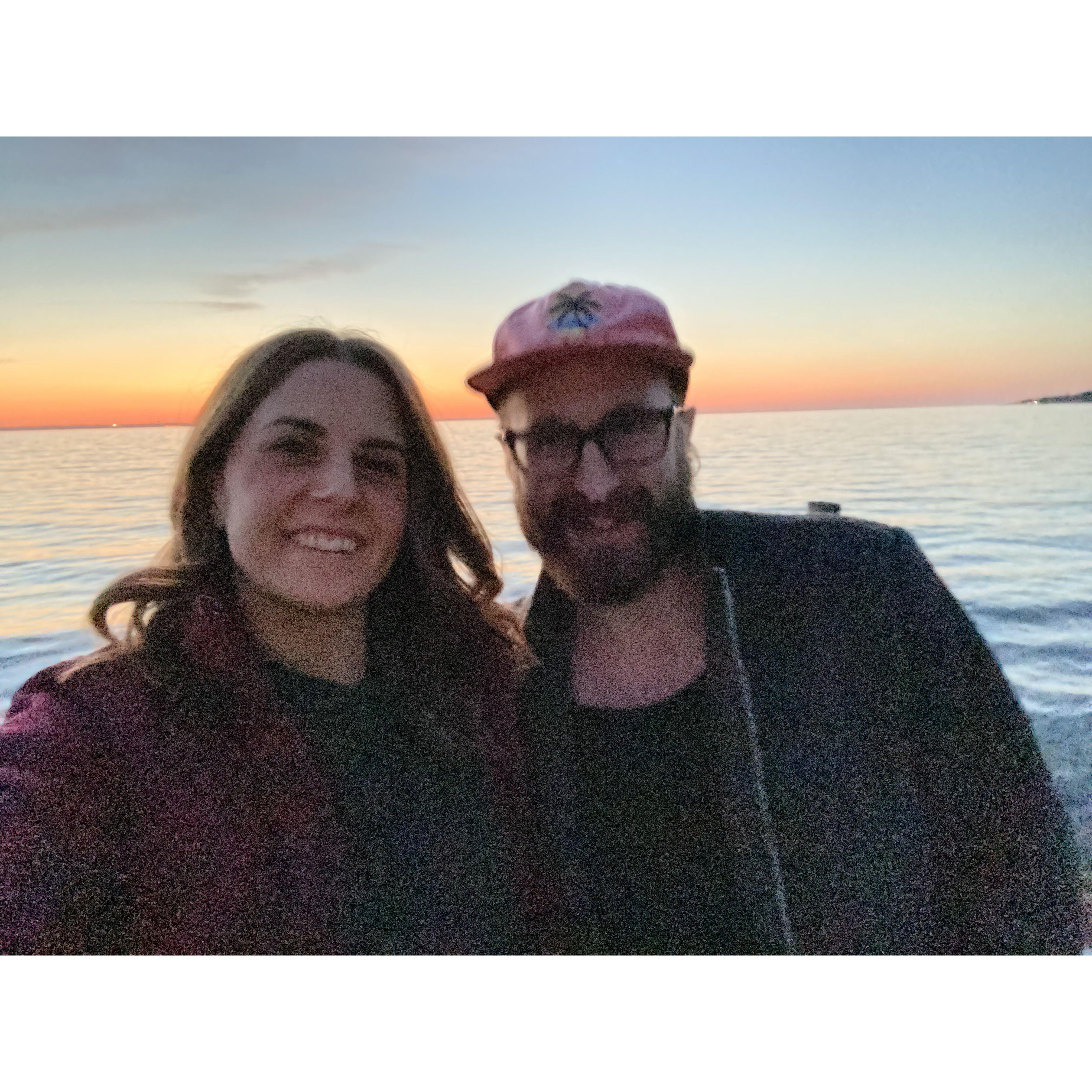 Sunset selfies on the bay in Maryland