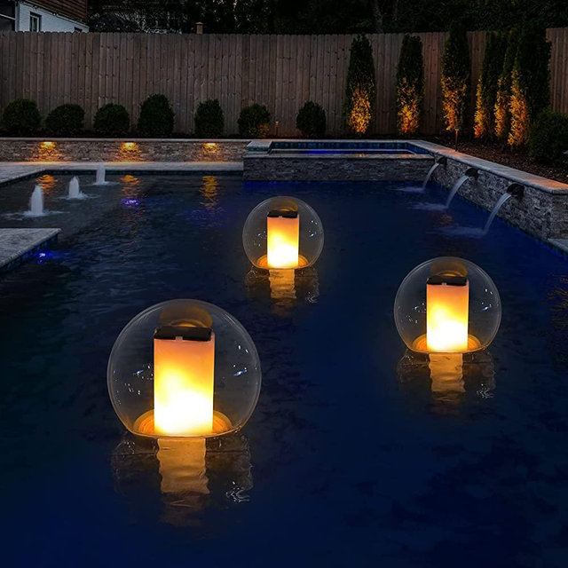 VISOFO Solar Floating Pool Lights, Waterproof Outdoor Flickering Lantern Landscape Decoration Light Up Balls for Pool | Spa | Hot tub | Garden | Bedroom Night Decoration (1 pcs)