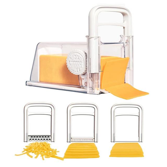 The Cheese Chopper 4-in-1 Device | Cheese Wire, Grater, and Blade Attachments | Instant Fridge Storage | up to 2lb Blocks