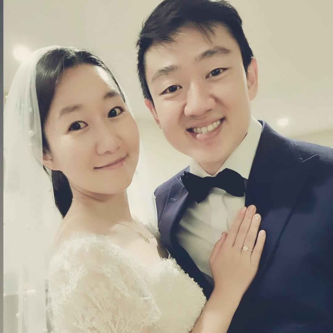 when we got our wedding dress and suit from Korea. We were so EXCITED to try them on for the first time.