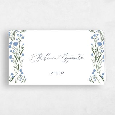 Dusty Blue Wedding Place Card - Pemberton