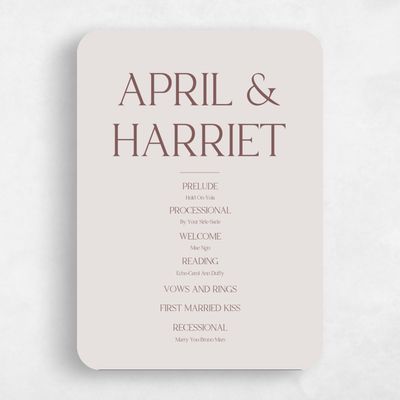 Beige Rounded Wedding Program - Alvito