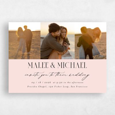 Blush, Pink Wedding Invitation - Portsmouth Multiphoto