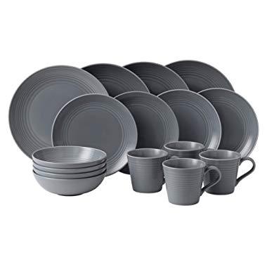 Royal Doulton 40003015 Gordon Ramsay Maze 16-Piece Dinner Set, Grey