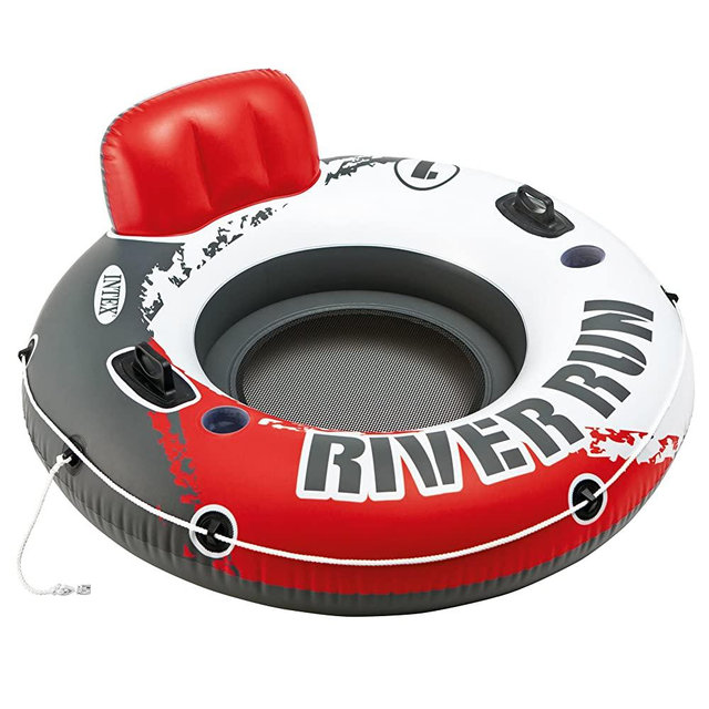 Intex Red River Run 1 Fire Edition Sport Lounge, Inflatable Water Float, 53" Diameter