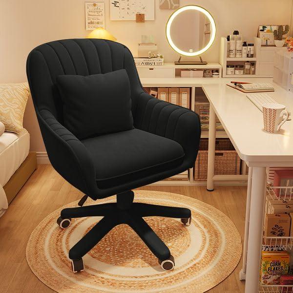 XUEGW Home Office Chair Computer Chair with Mid-Back Upholstered Modern Tufted Computer Task Chair Swivel Height Adjustable Velvet Accent Chair Suitable for Bedroom, Study