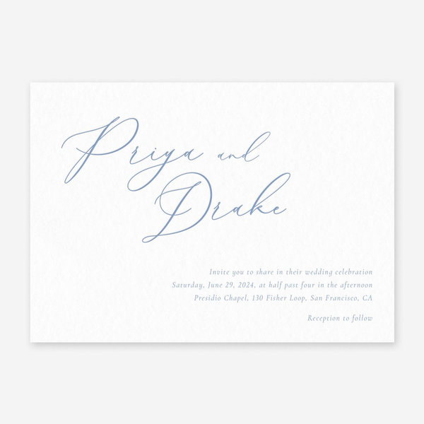 Merlo Landscape Letterpress | Dusty Blue | Zola Wedding Invitations