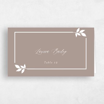 Rich Taupe, Brown Wedding Place Card - Dakota