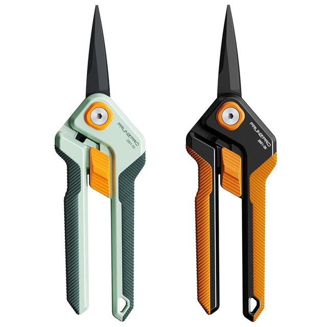 PrunePro Garden Scissors Pruning Shears Sharp Stainless Steel Non-Stick Teflon Coating Blade for Precise Cuts Garden Snip Bonsai Clippers for Plants Rose Flower Green & Orange