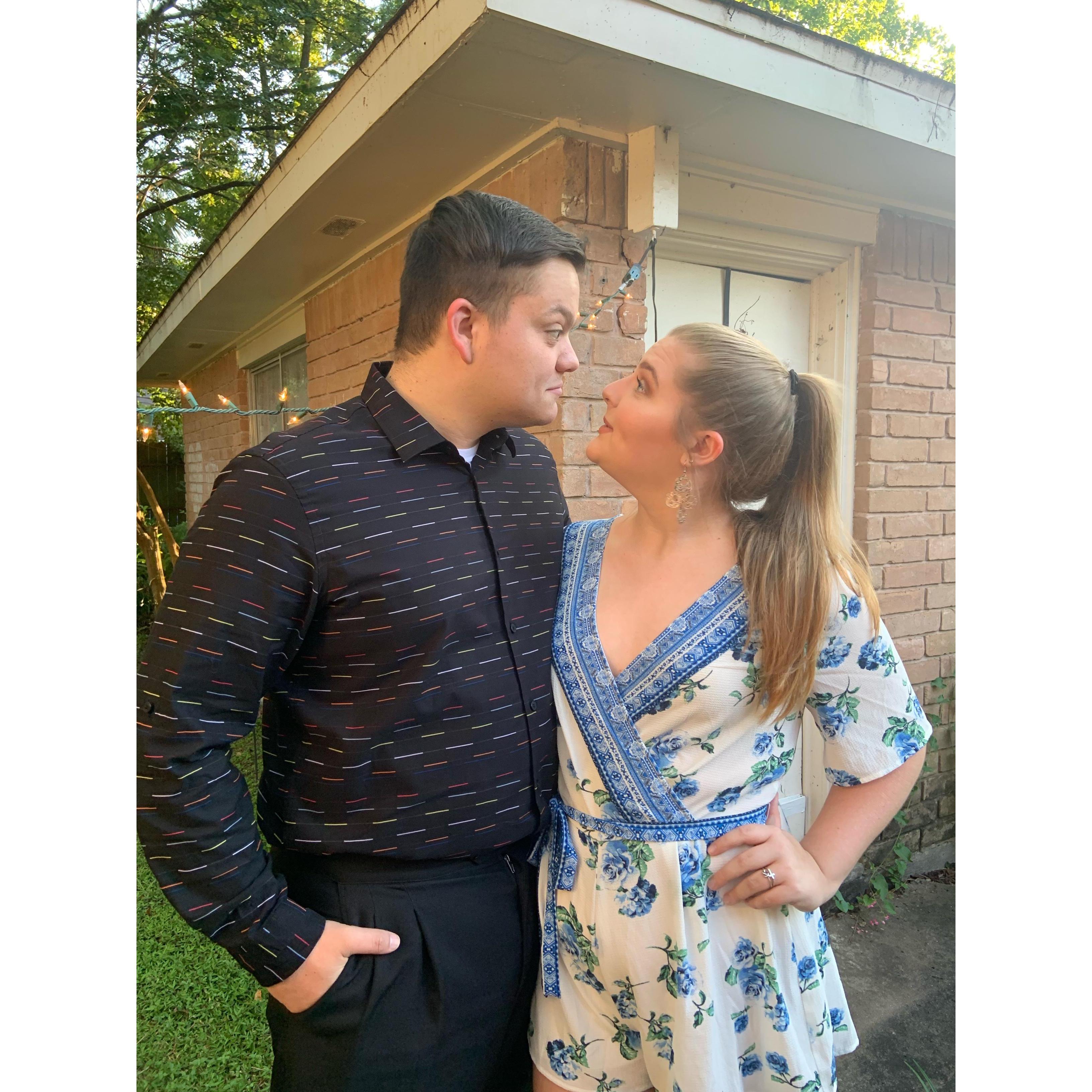 Just a couple days before we got engaged. We love being silly with each other and taking funny pictures like this.
