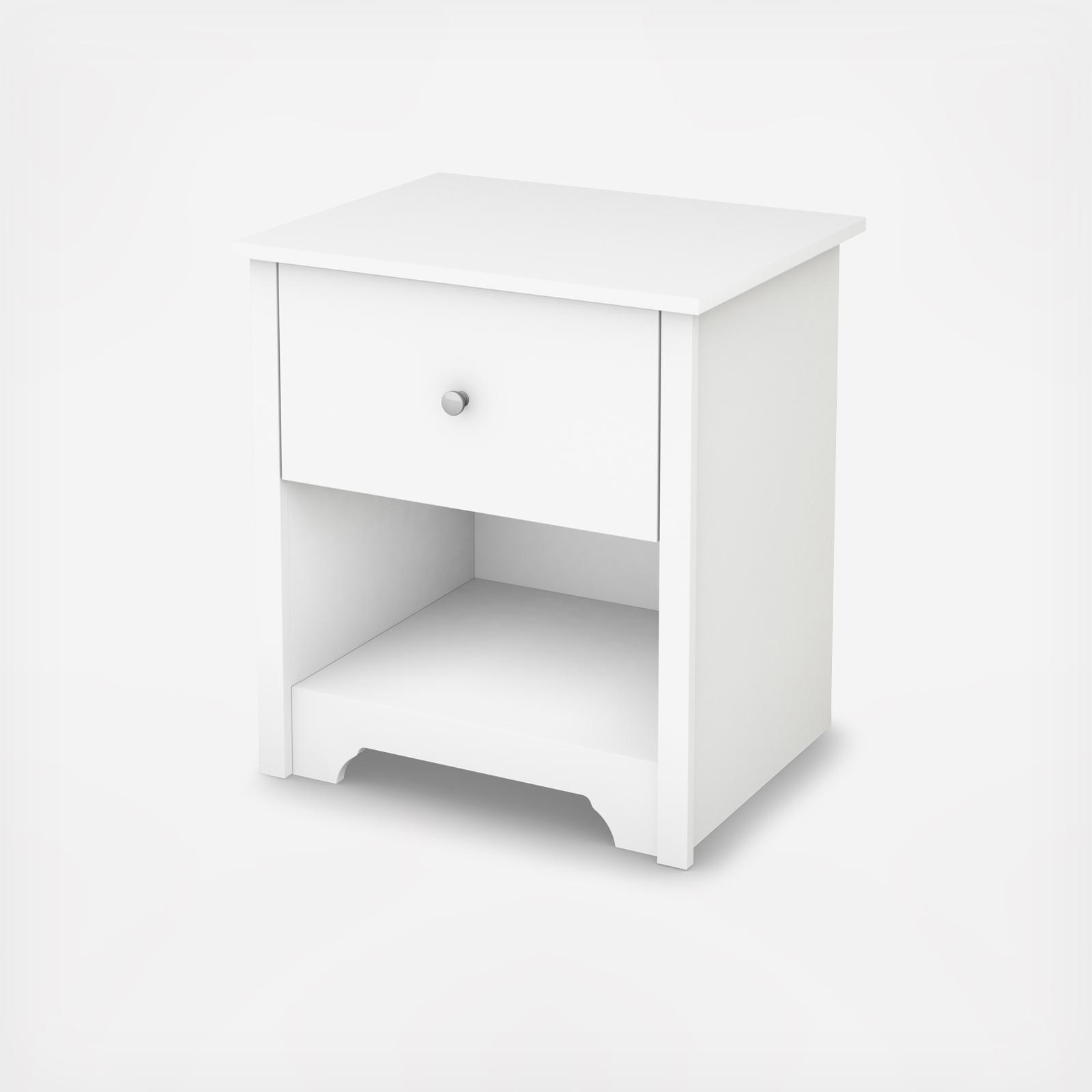 Nightstands South Shore Furniture Vito Nightstand With Charging Station And Drawers Pure White Home