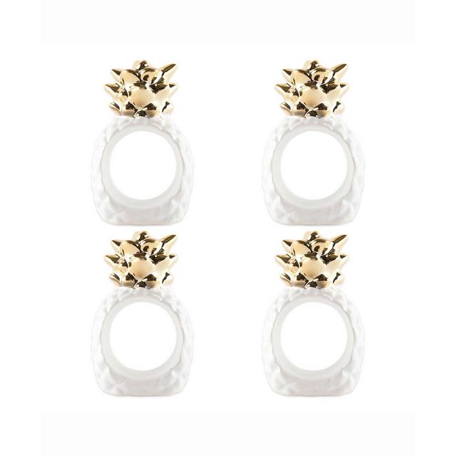Gold Pineapple Napkin Ring Set of 4