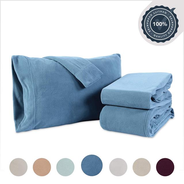 Berkshire Blanket Original Microfleece Set Fleece Sheets, King, Deep Sea