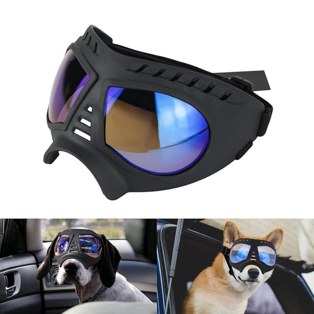 Namsan Clear Dog Goggles for Large Dogs, Wide Snout & Soft Frame, Tactical Driving Sunglasses for Dogs Medium to Large Breed, Anti-UV Dog Eye Protection, Windproof Dustproof, Adjustable, Clear Blue