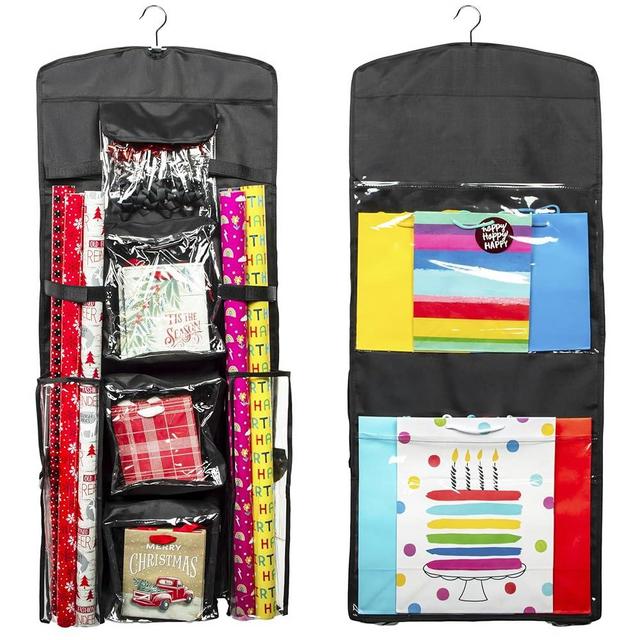 Gift Bag Organizer Wrapping Paper Storage Container Christmas Gift Wrap Holder (Black)