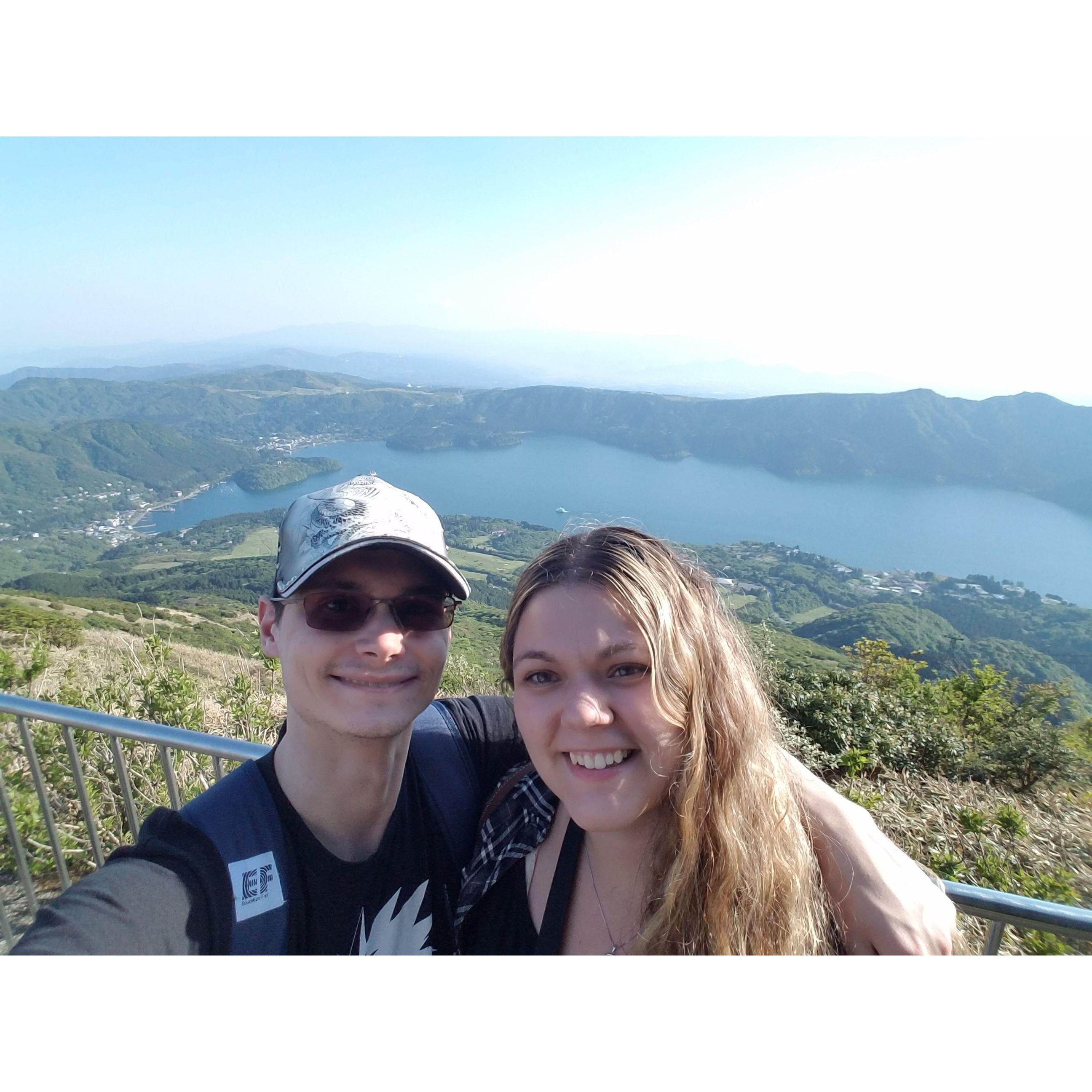 From the top of a mountain overlooking Lake Ashi, Japan