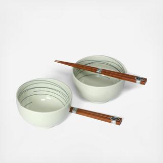 White Stitch 4-Piece Rice Bowl Set