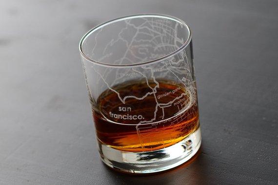 San Francisco Maps Rocks Glass