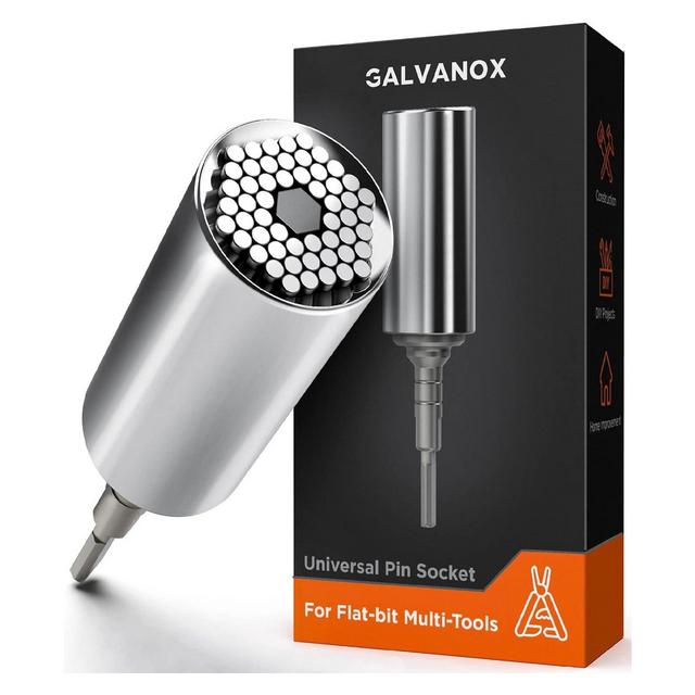 Galvanox Universal Socket Adapter Works w/ Leatherman Flat Bit System Skeletool Surge MUT Wave Plus & Signal Multitool Kit Set Multi-Tool Accessories