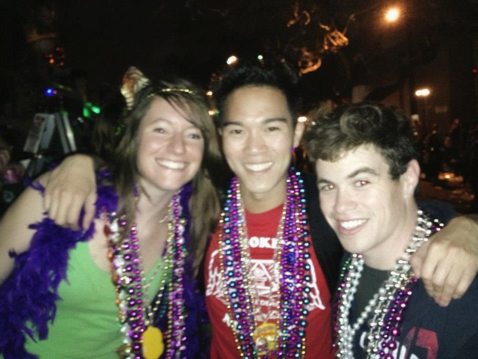 Looking like babies at our first Mardi Gras