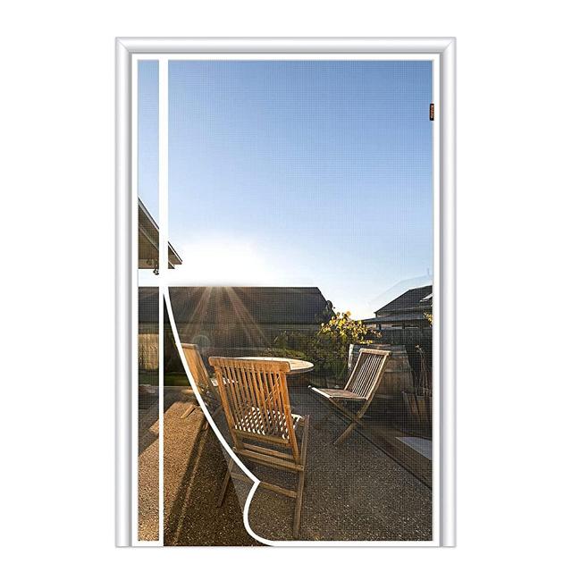 MAGZO Magnetic Screen Door, Fit Door Size 30 x 80 Inch, Reversible Left and Right Side Open Screen Polyester Curtain - White